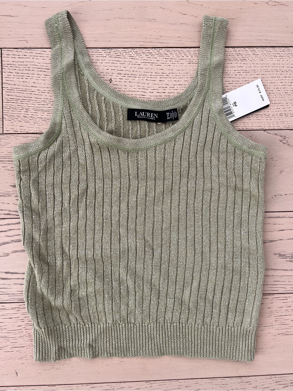 Lauren Ralph Lauren Light Olive metallic knit Tank Top